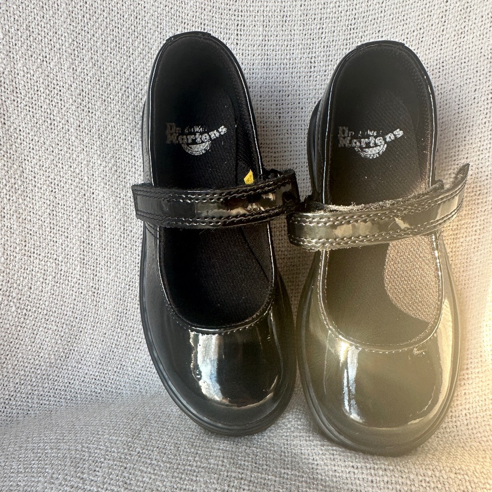Dr. Martens Black Patent Mary Jane Kids Shoes